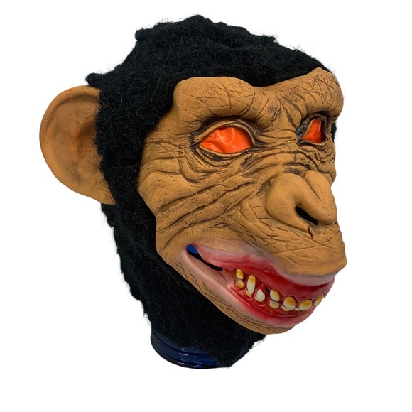 Halloween Scary Monkey Mask Chimp Chimpanzee Ape Big Ears Adult Latex Mask - Picture 4 of 7